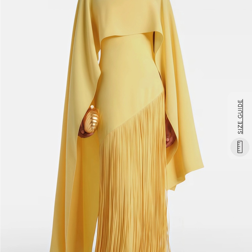 Elegant Yellow Fringe Draped Women’s Dress